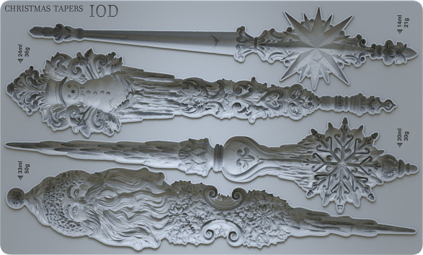 Christmas Tapers IOD décor mould 6 x 10 - by Iron Orchid Designs