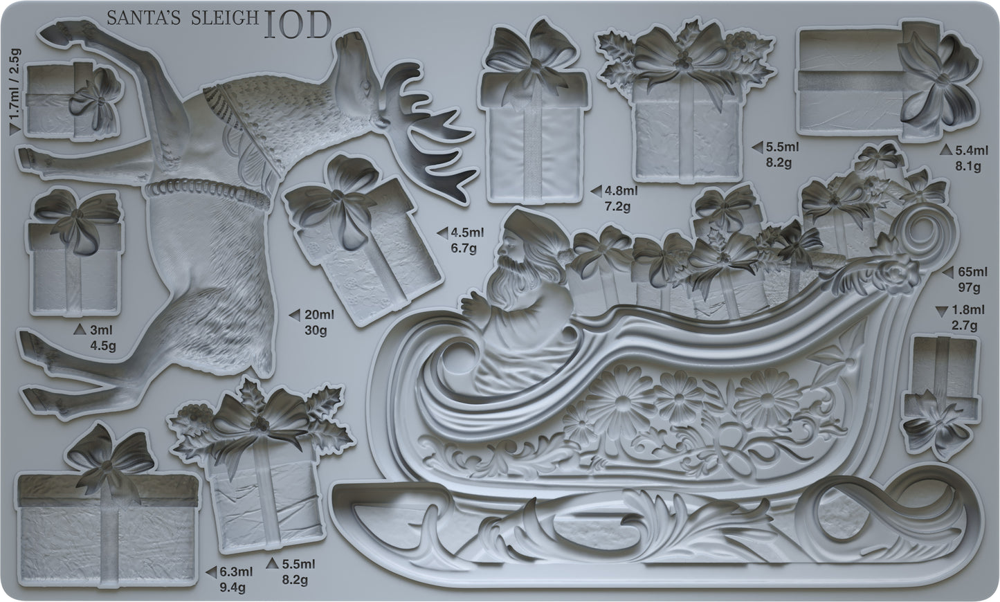 Santa's Sleigh IOD décor mould 6 x 10 - by Iron Orchid Designs