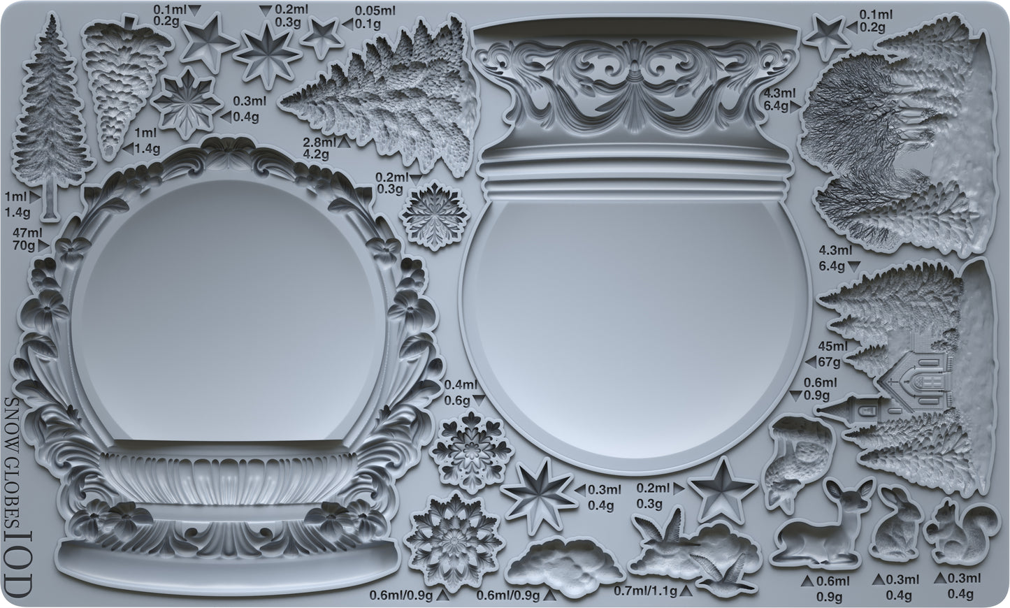 Snow Globes IOD décor mould 6 x 10 - by Iron Orchid Designs - 2025 Holiday Release