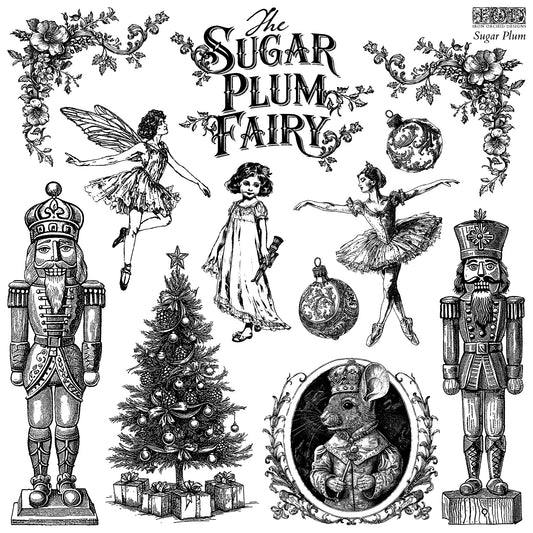 Sugar Plum 12 x 12 IOD stamp - by Iron Orchid Designs - 2025 Limited Holiday Release