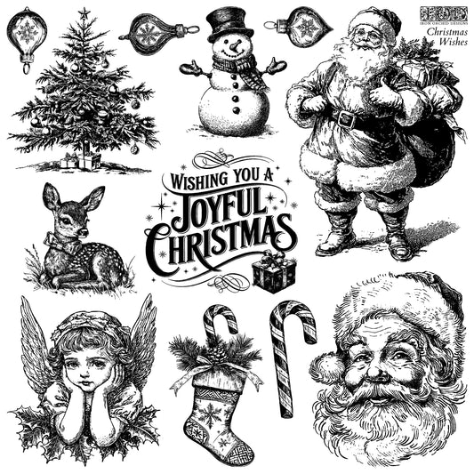 Christmas Wishes 12 x 12 IOD stamp - by Iron Orchid Designs - 2025 Limited Holiday Release