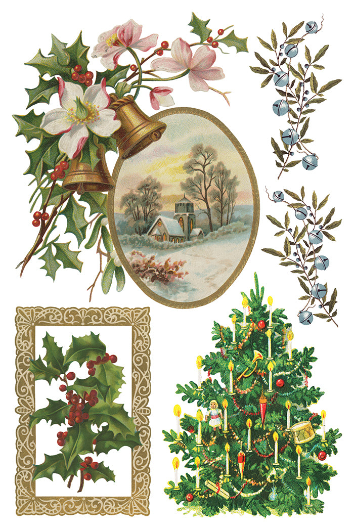 Christmas Joy IOD Transfer Pad with (8) 8 x 12 Sheets by Iron Orchid Designs Rub-On Furniture Transfer Decal - 2025 Limited Holiday Release