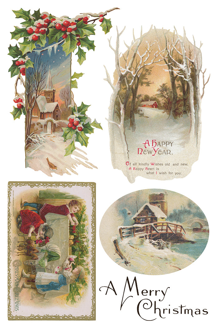 Christmas Joy IOD Transfer Pad with (8) 8 x 12 Sheets by Iron Orchid Designs Rub-On Furniture Transfer Decal - 2025 Limited Holiday Release