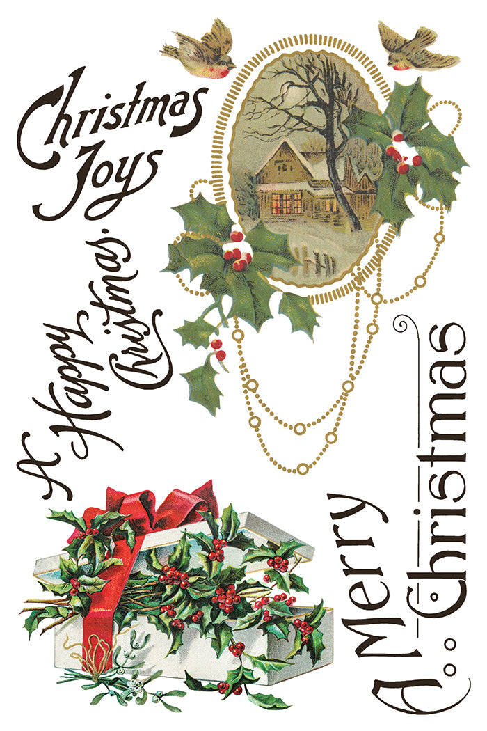 Christmas Joy IOD Transfer Pad with (8) 8 x 12 Sheets by Iron Orchid Designs Rub-On Furniture Transfer Decal - 2025 Limited Holiday Release