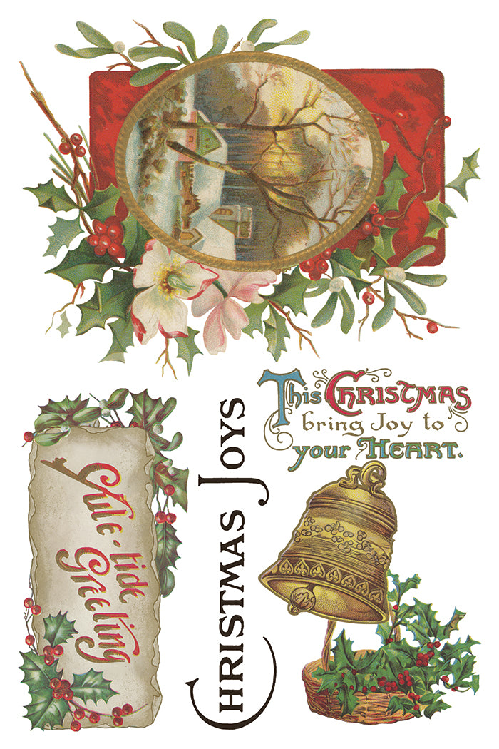 Christmas Joy IOD Transfer Pad with (8) 8 x 12 Sheets by Iron Orchid Designs Rub-On Furniture Transfer Decal - 2025 Limited Holiday Release