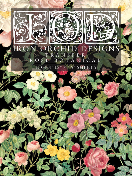 Rose Botanicals IOD Transfer Pad with (8) 12 X 16 Sheets by Iron Orchid Designs Rub-On Furniture Transfer Decal