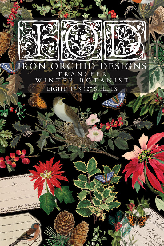 Winter Botanist IOD Transfer Pad with (8) 8 x 12 Sheets by Iron Orchid Designs Rub-On Furniture Transfer Decal 2025 Limited Holiday Release