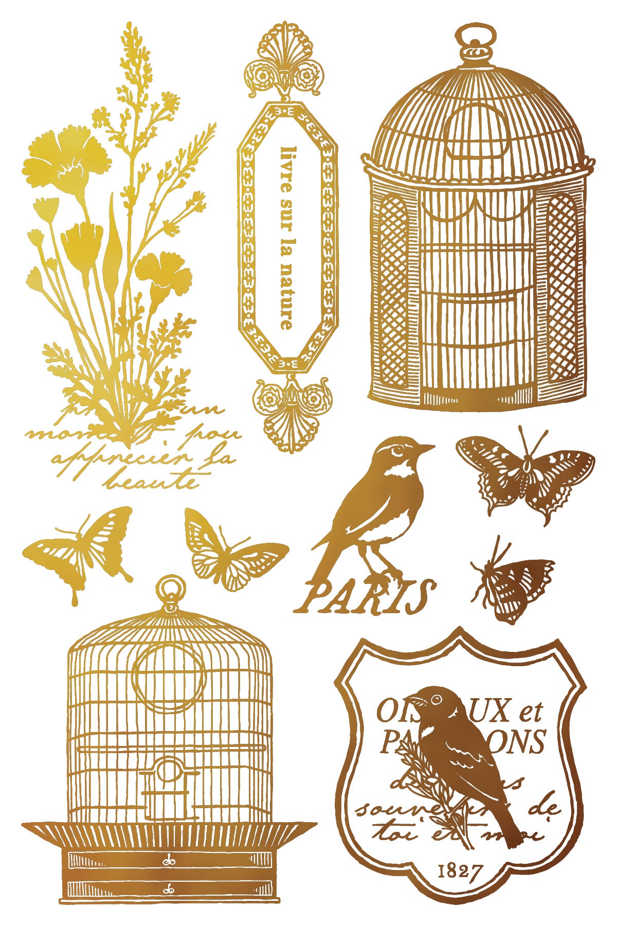 Papillon IOD Gilded Foil Transfer Pad with (8) 8 x 12 Sheets by Iron Orchid Designs Rub-On Furniture Transfer Decal - New Release