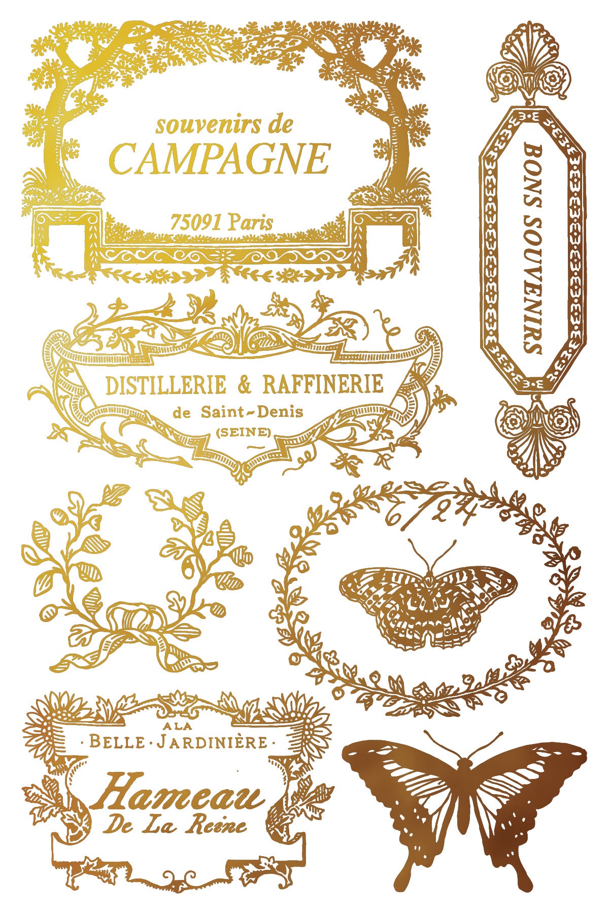 Papillon IOD Gilded Foil Transfer Pad with (8) 8 x 12 Sheets by Iron Orchid Designs Rub-On Furniture Transfer Decal - New Release