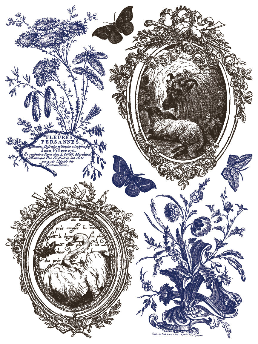 Hameau De La Reine IOD Paint Inlay by Iron Orchid Design (8) 12 X 16 Sheets - New Release