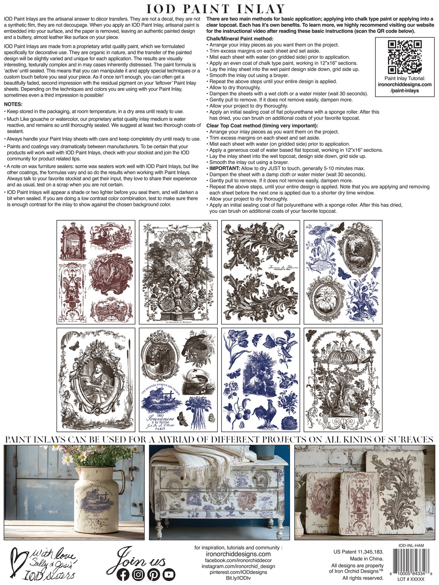 Hameau De La Reine IOD Paint Inlay by Iron Orchid Design (8) 12 X 16 Sheets - New Release