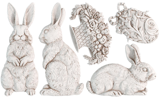 Les Lapins IOD décor mould 6 x 10 - by Iron Orchid Designs - New Release