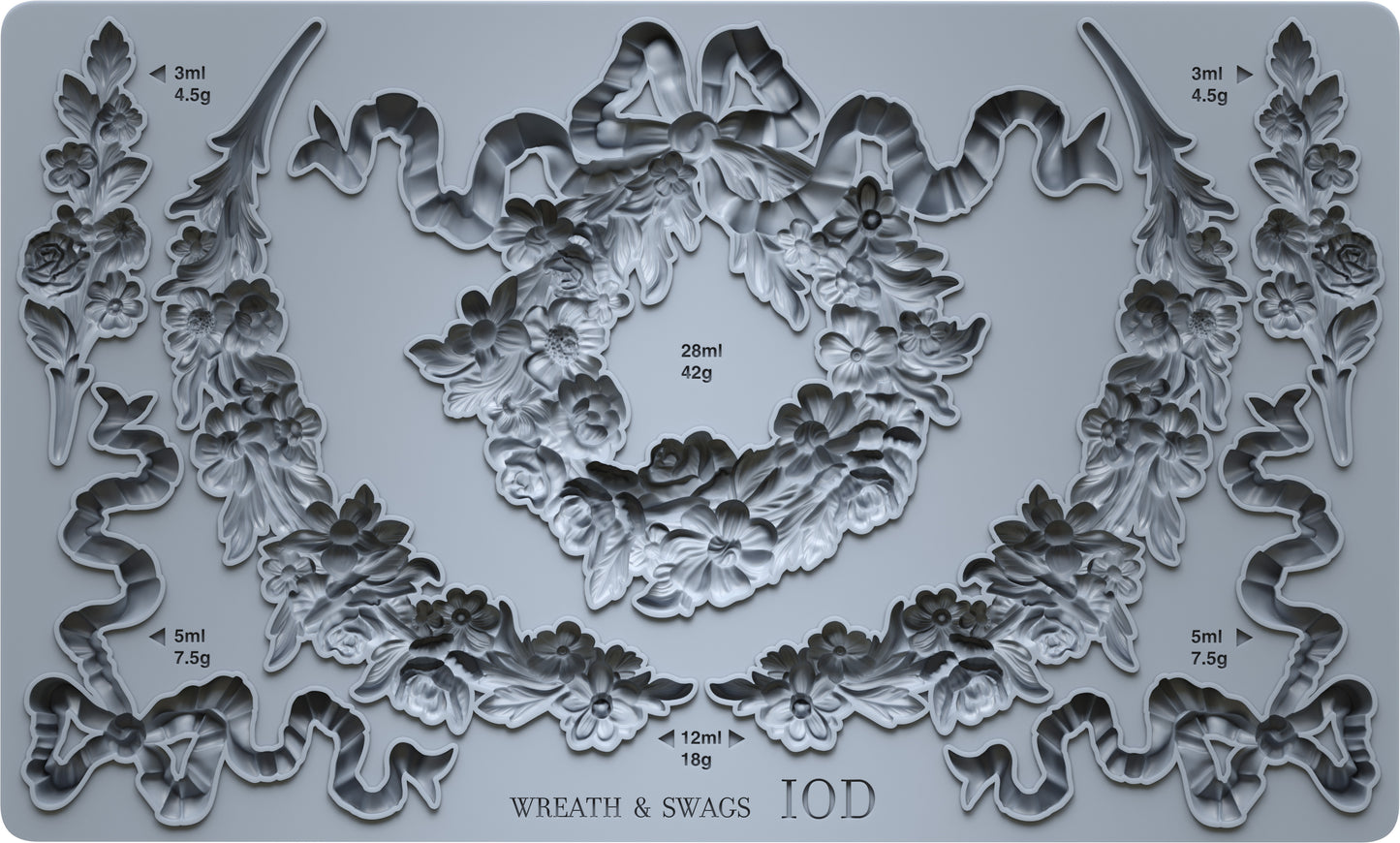 Wreath and Swags IOD décor mould 6 x 10 - by Iron Orchid Designs - New Release