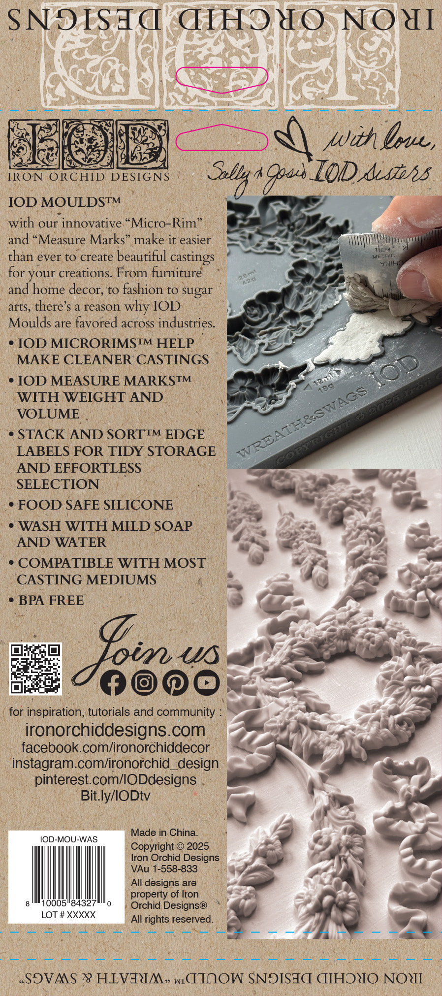 Wreath and Swags IOD décor mould 6 x 10 - by Iron Orchid Designs - New Release