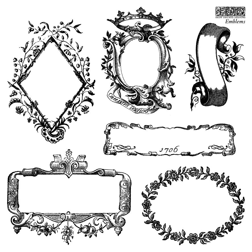 Emblems IOD stamp 4 sheets 6 X 6 - by Iron Orchid Designs - New Release