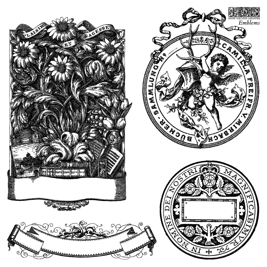 Emblems IOD stamp 4 sheets 6 X 6 - by Iron Orchid Designs - New Release