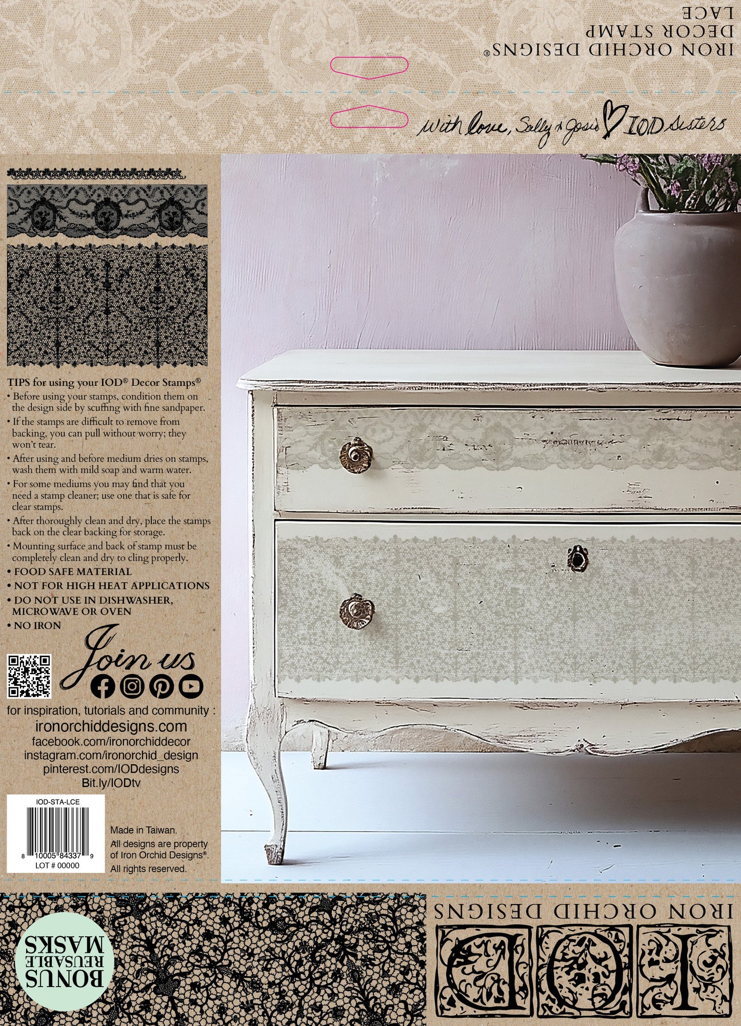 Lace 12 x 12 IOD stamp - by Iron Orchid Designs - New Release
