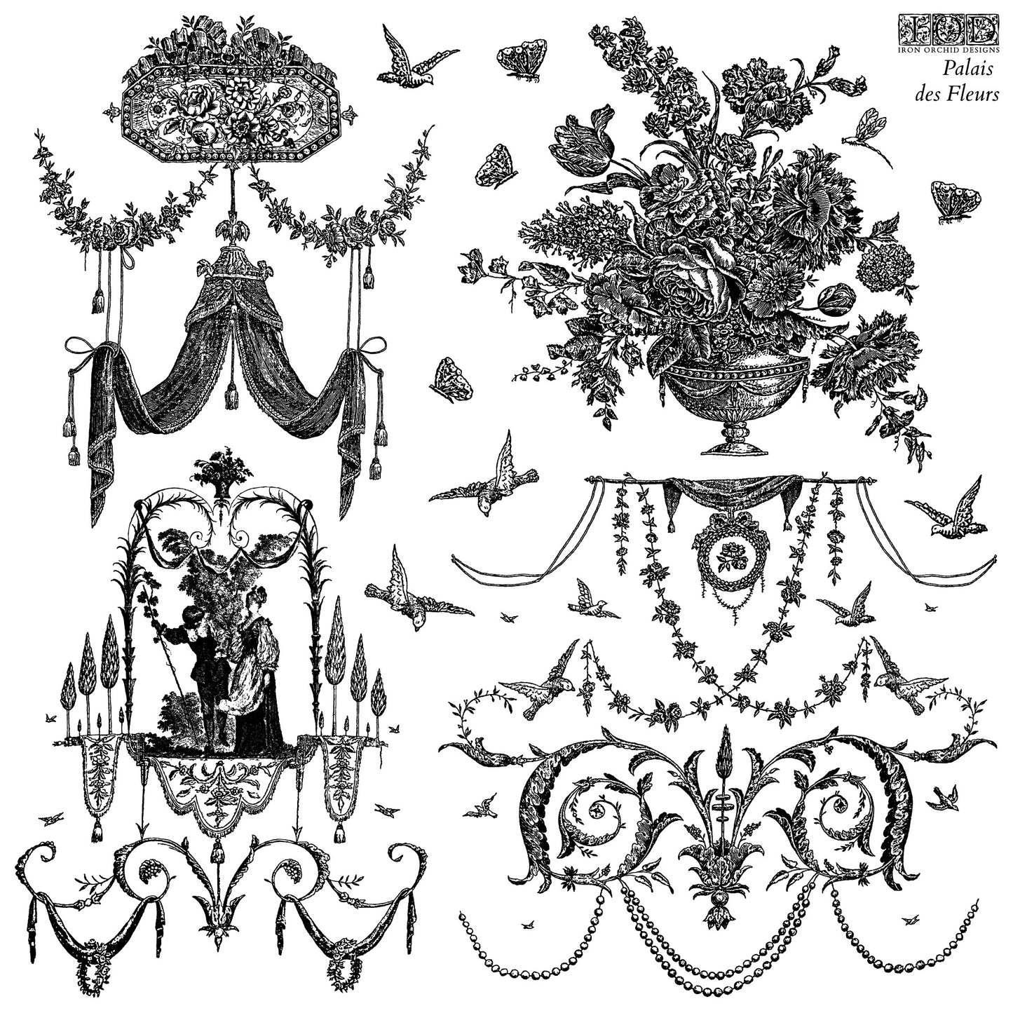 Palais Des Fleurs 12 x 12 IOD stamp - by Iron Orchid Designs - New Release