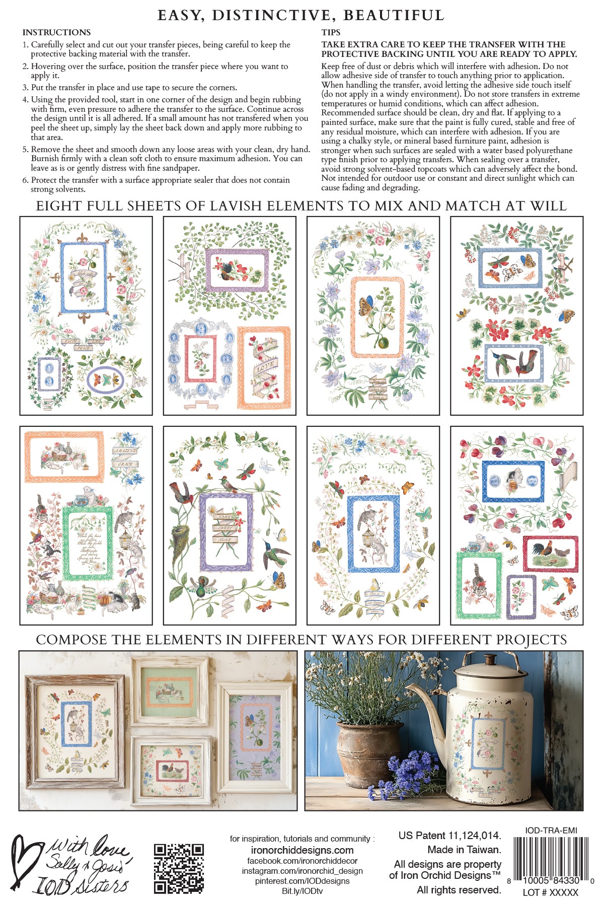 Emily Clare IOD Transfer Pad with (8) 8 x 12 Sheets by Iron Orchid Designs Rub-On Furniture Transfer Decal - New Release
