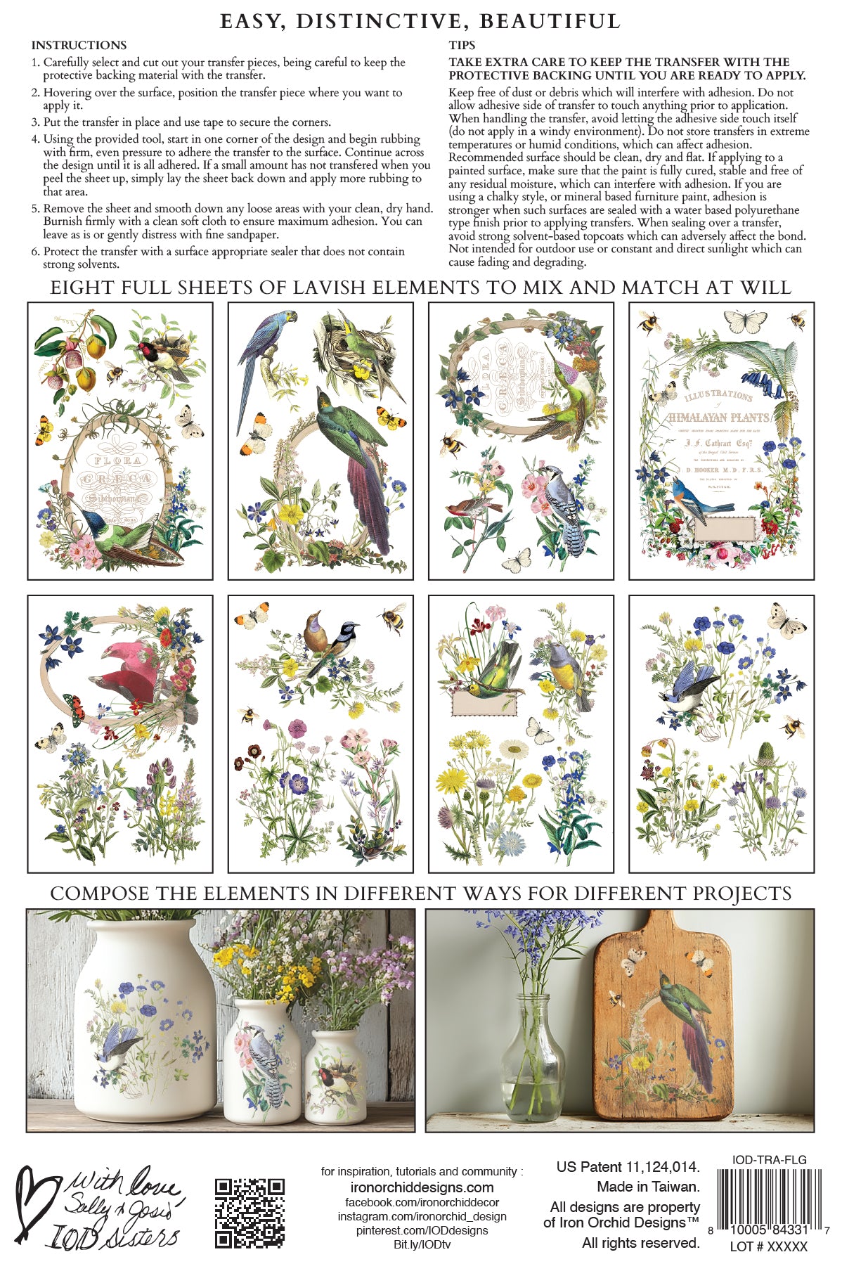 Flora Greca IOD Transfer Pad with (8) 8 x 12 Sheets by Iron Orchid Designs Rub-On Furniture Transfer Decal - New Release