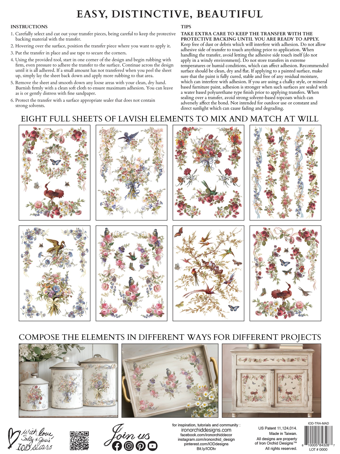 Madeleine IOD Transfer Pad (8) 12 X 16 Sheets by Iron Orchid Designs Rub-On Furniture Transfer Decal - New Release