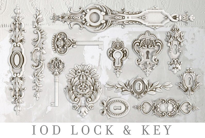 Lock and Key IOD décor mould 6 x 10 - by Iron Orchid Designs