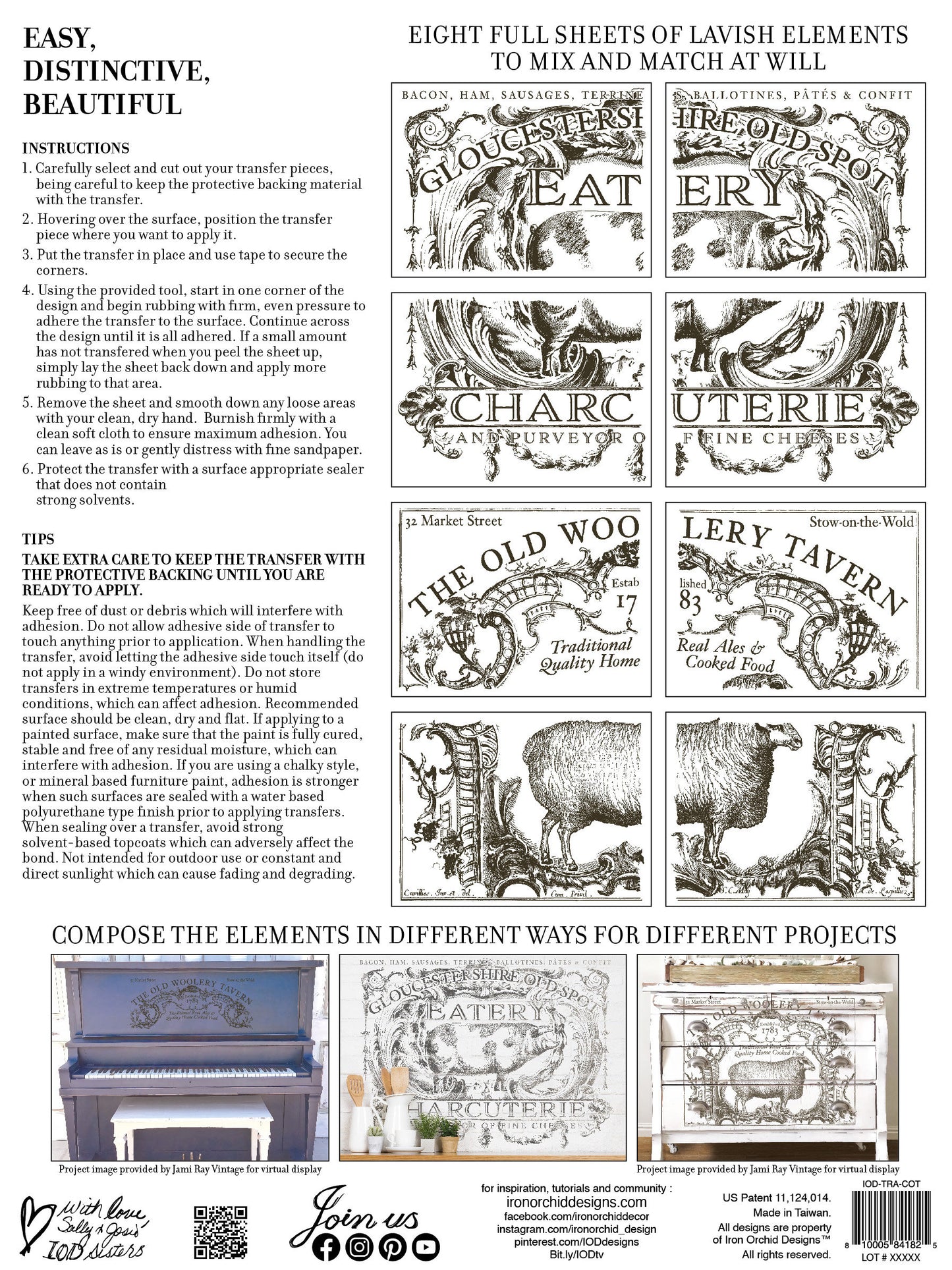 Cotswold IOD Transfer Pad with (8) 12 X 16 Sheets by Iron Orchid Designs Rub-On Furniture Transfer Decal