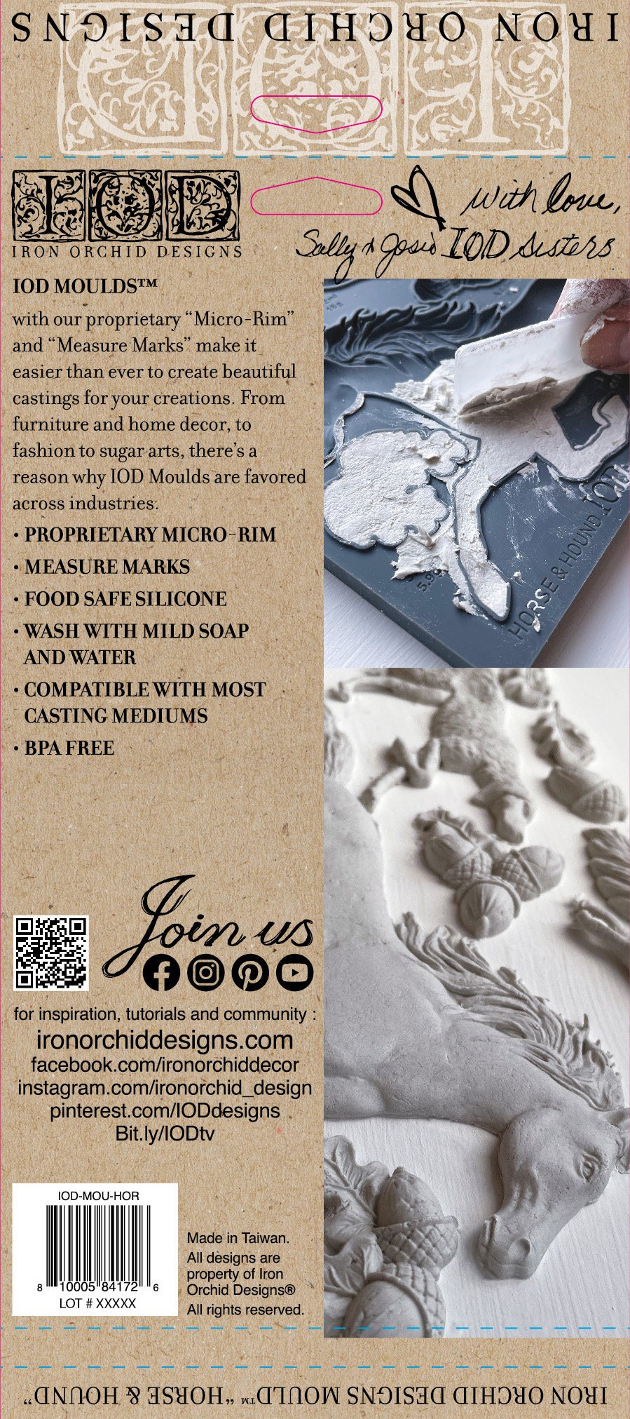 Horse and Hound IOD décor mould 6 x 10 - by Iron Orchid Designs