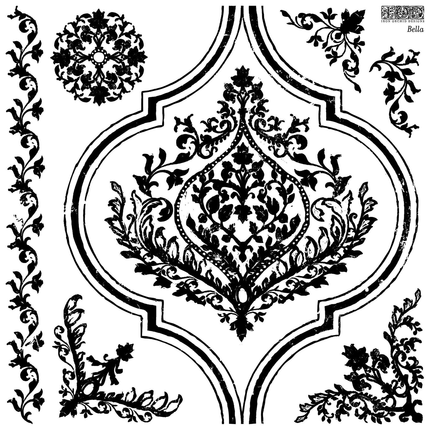 Bella 12 x 12 IOD stamp - by Iron Orchid Designs