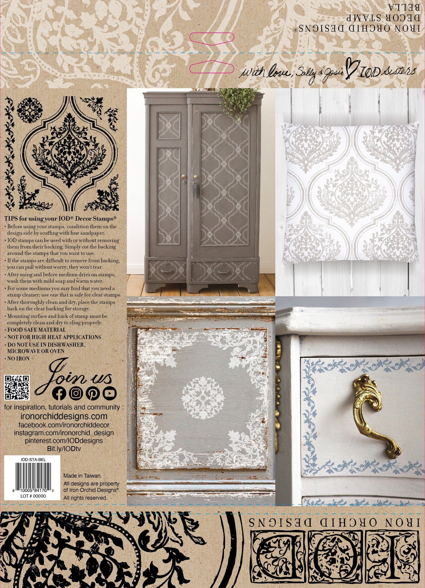 Bella 12 x 12 IOD stamp - by Iron Orchid Designs