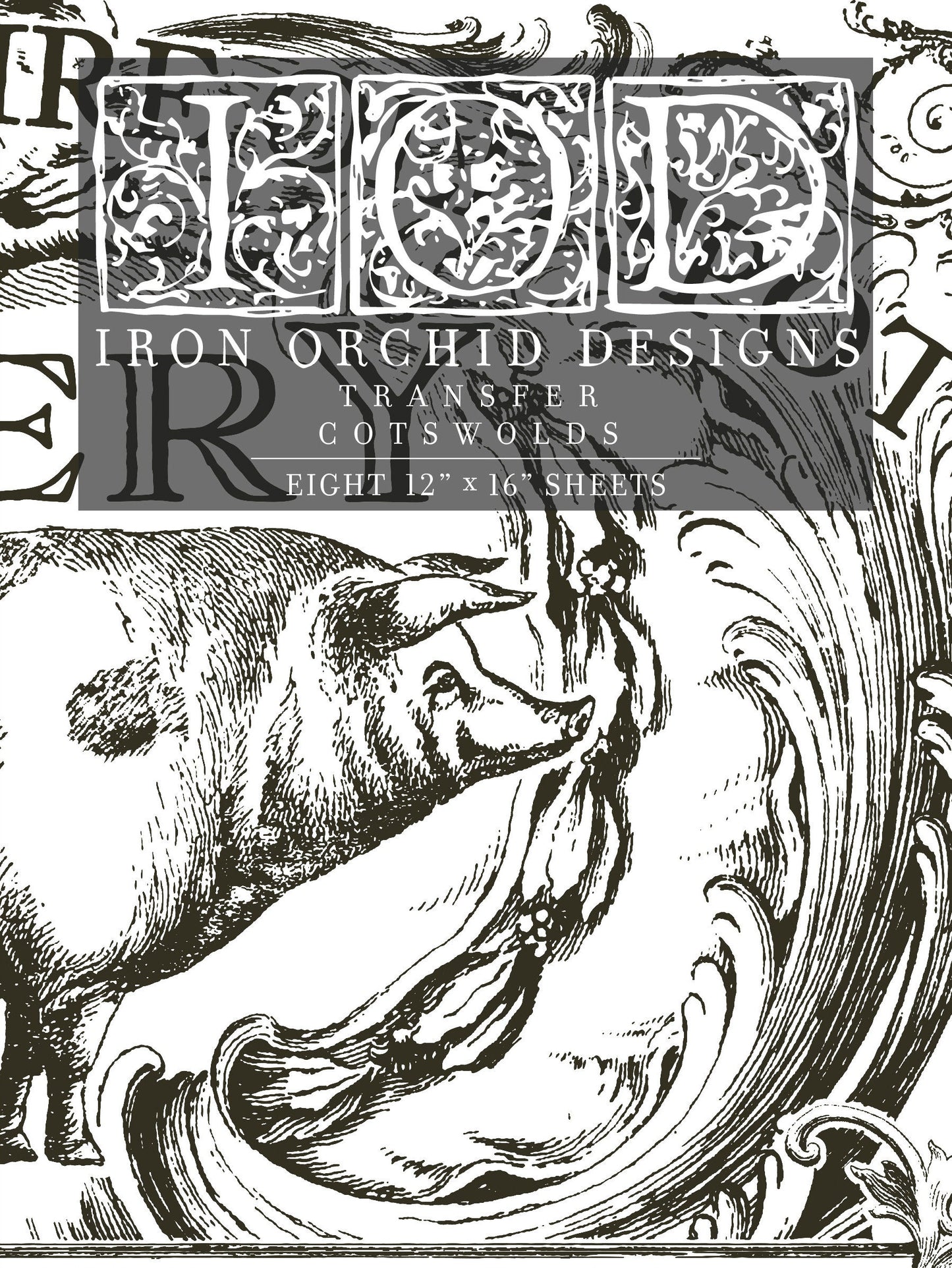 Cotswold IOD Transfer Pad with (8) 12 X 16 Sheets by Iron Orchid Designs Rub-On Furniture Transfer Decal