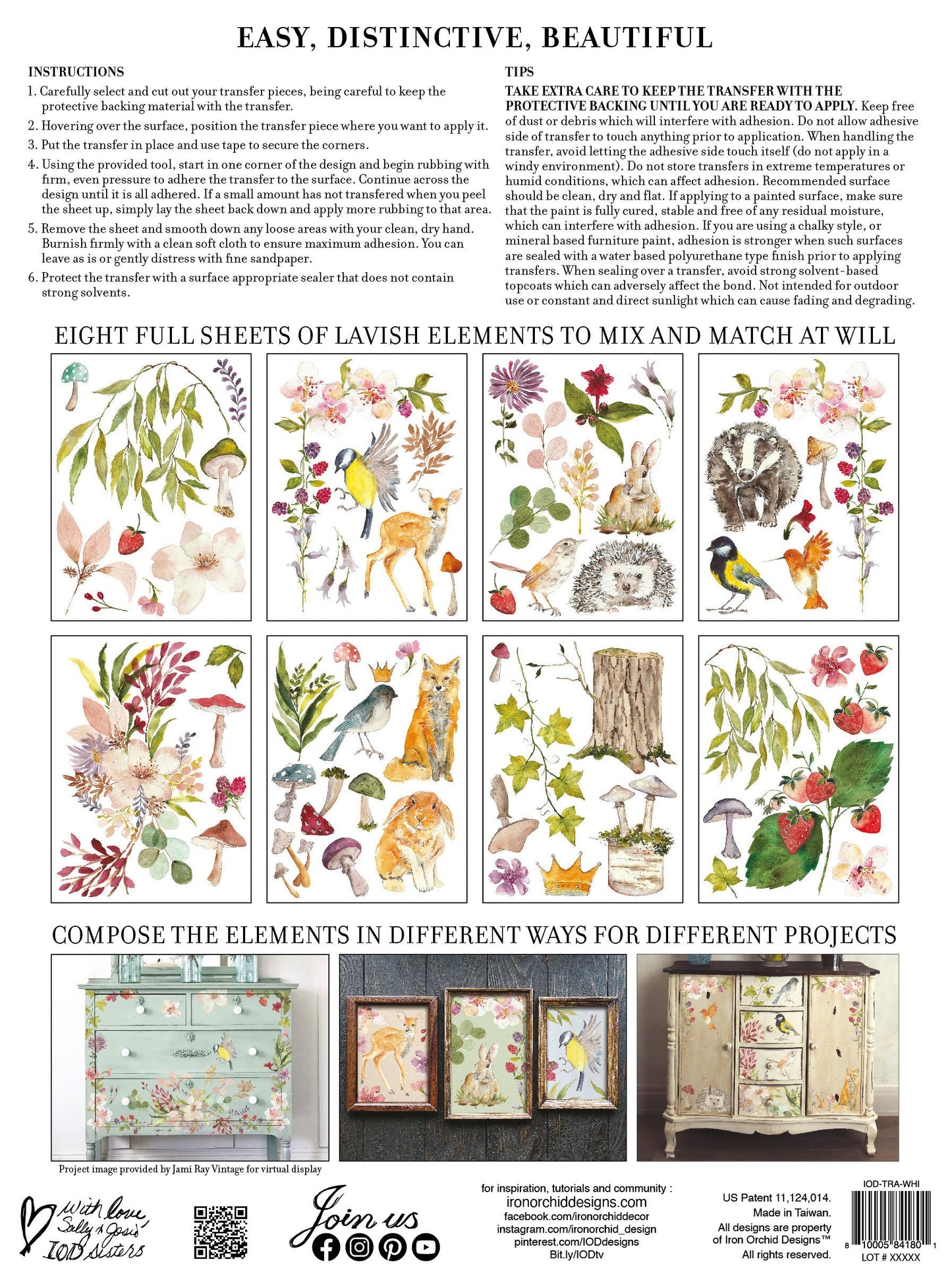 Whispering Willows IOD Transfer Pad with (8) 12 X 16 Sheets by Iron Orchid Designs Rub-On Furniture Transfer Decal