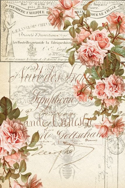 Roycycled Decoupage Paper | Floral Ephemera 20" x 29" Sheet