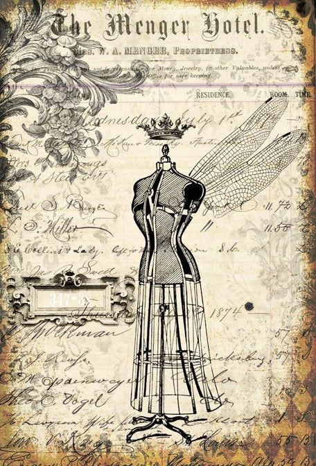 Roycycled Decoupage Paper | Grunge Dress Form 20" x 29" Sheet
