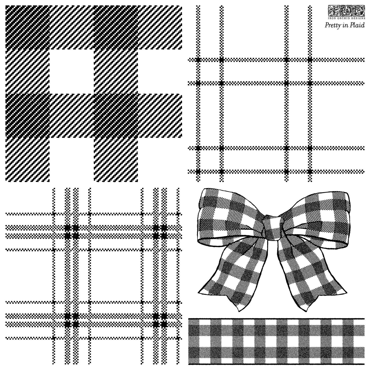 Pretty In Plaid 12 x 12 IOD stamp - by Iron Orchid Designs - Retired