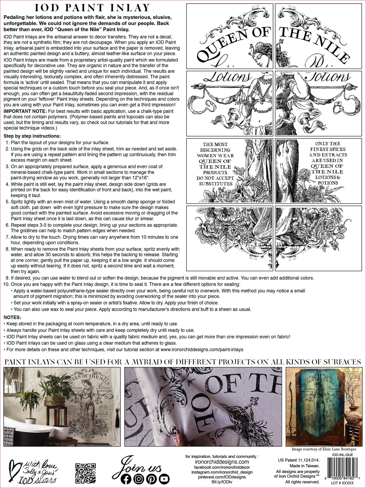 Queen of the Nile IOD Paint Inlay by Iron Orchid Design (8) 12 X 16 Sheets - Limited Release