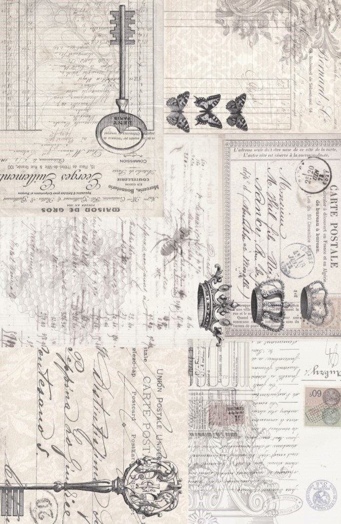 Roycycled Decoupage Paper | Ephemera Collage 20" x 29" Sheet