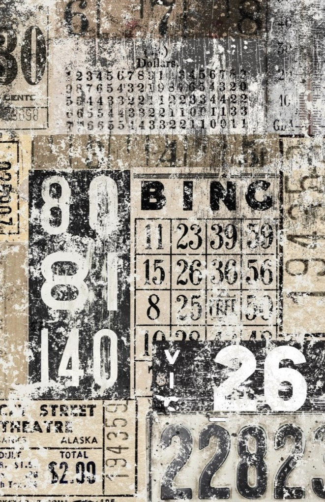 Roycycled Decoupage Paper | Grunge Numbers 20" x 29" Sheet