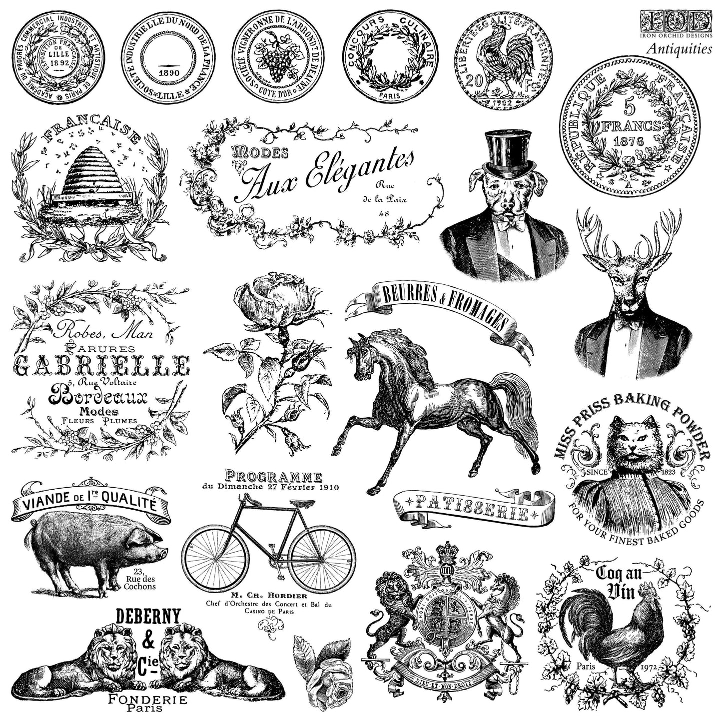 Antiquities  12 x 12 IOD stamp - by Iron Orchid Designs