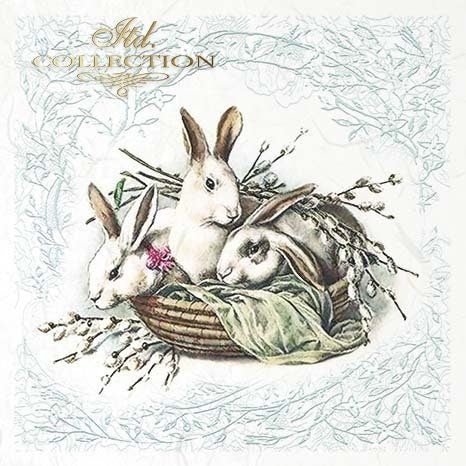 Vintage easter bunnies ITD Decoupage Rice Paper | 6 (6x6 in sheets) 6 designs in pack | RSM070