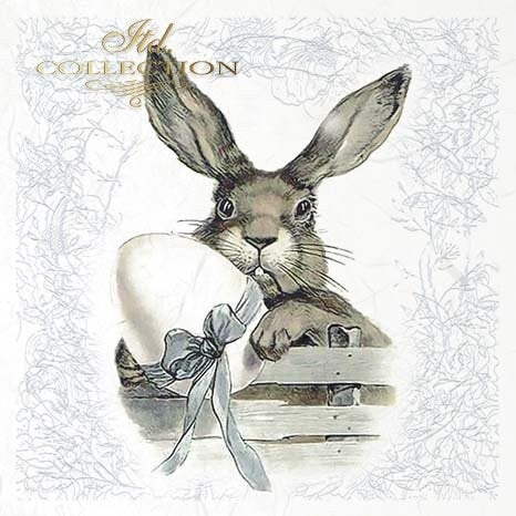 Vintage easter bunnies ITD Decoupage Rice Paper | 6 (6x6 in sheets) 6 designs in pack | RSM070