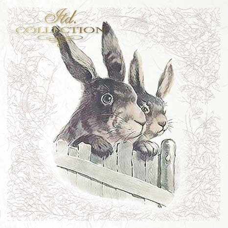 Vintage easter bunnies ITD Decoupage Rice Paper | 6 (6x6 in sheets) 6 designs in pack | RSM070
