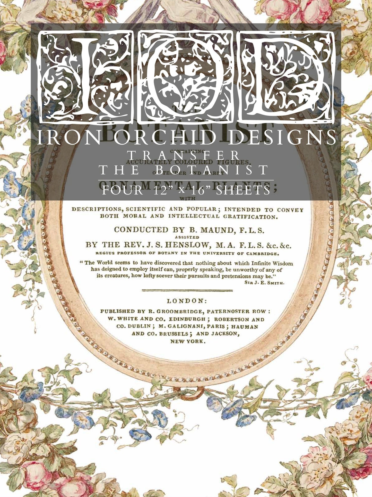 The Botanist IOD Transfer Pad with (4) 12 X 16 Sheets by Iron Orchid Designs  Rub-On Furniture Transfer Decal
