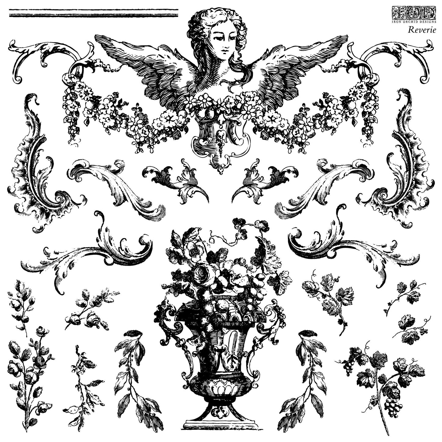 Reverie 12 X 12  IOD stamp 2 sheets - by Iron Orchid Designs