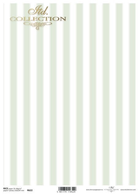 Shabby Chic Light Green Stripes ITD Decoupage Rice Paper | Size A4 | 8.27x11.7 in | R0622