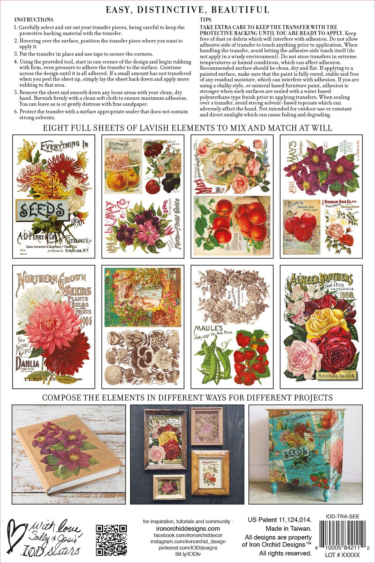Seed Catalogue IOD Transfer Pad with (8) 8 x 12 Sheets by Iron Orchid Designs Rub-On Furniture Transfer Decal