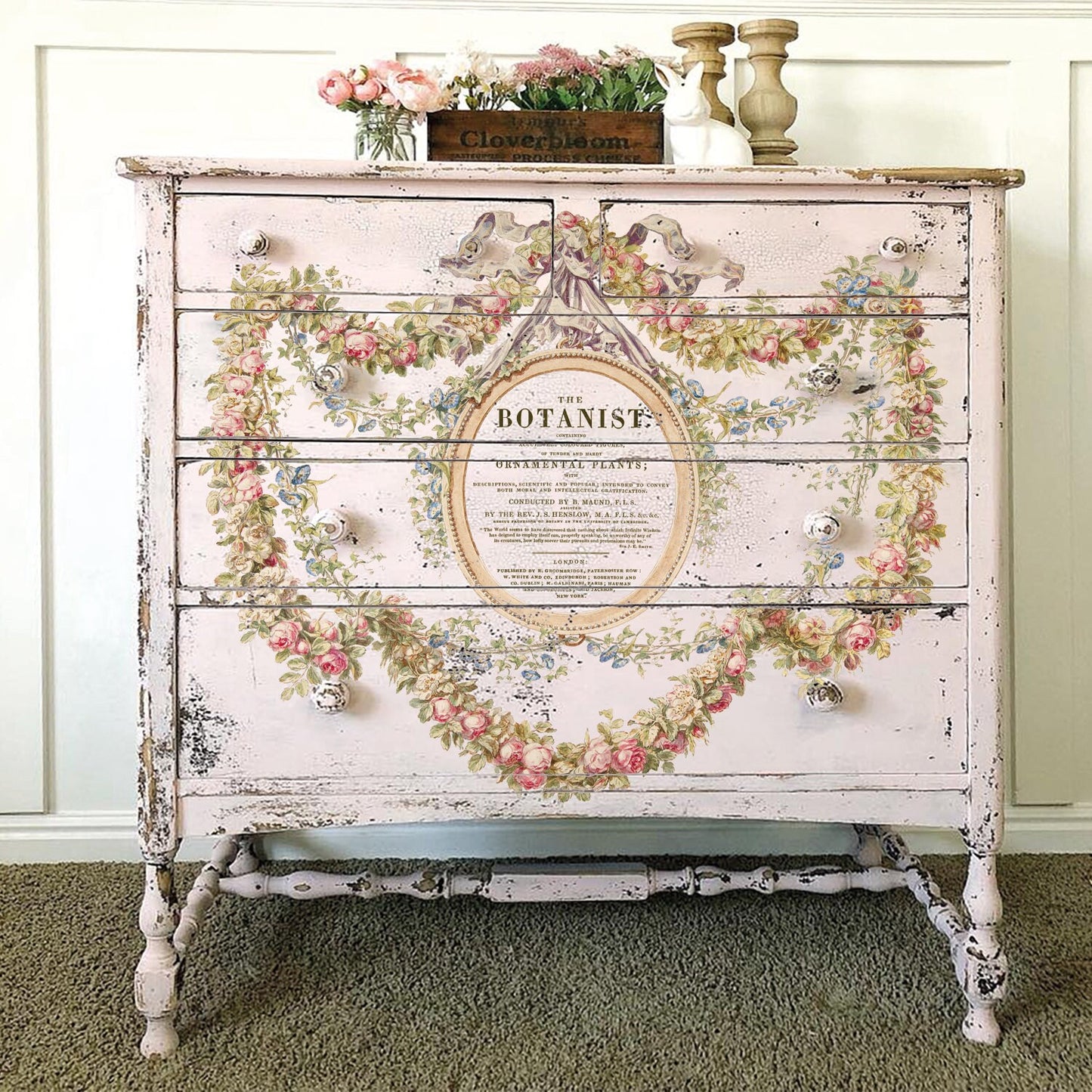 The Botanist IOD Transfer Pad with (4) 12 X 16 Sheets by Iron Orchid Designs  Rub-On Furniture Transfer Decal