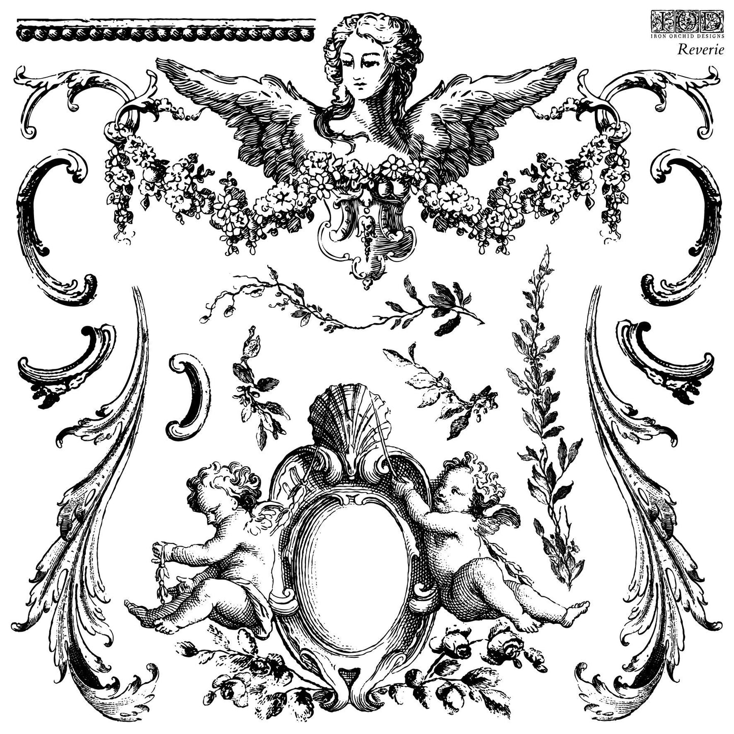 Reverie 12 X 12  IOD stamp 2 sheets - by Iron Orchid Designs