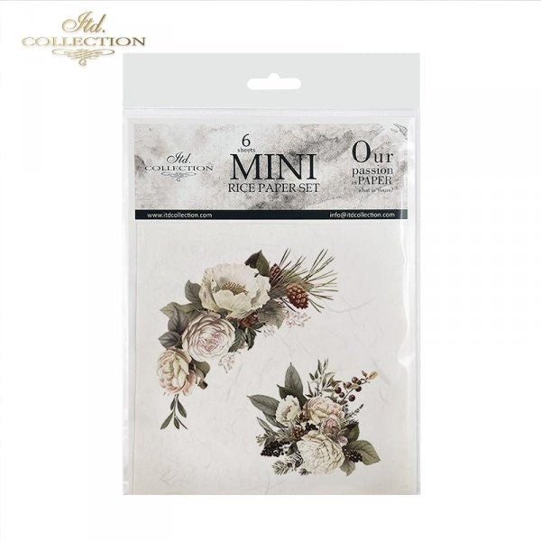 Flowers anemones peonies ITD Decoupage Rice Paper |6 (6x6 in sheets) 6 designs in pack | RSM027