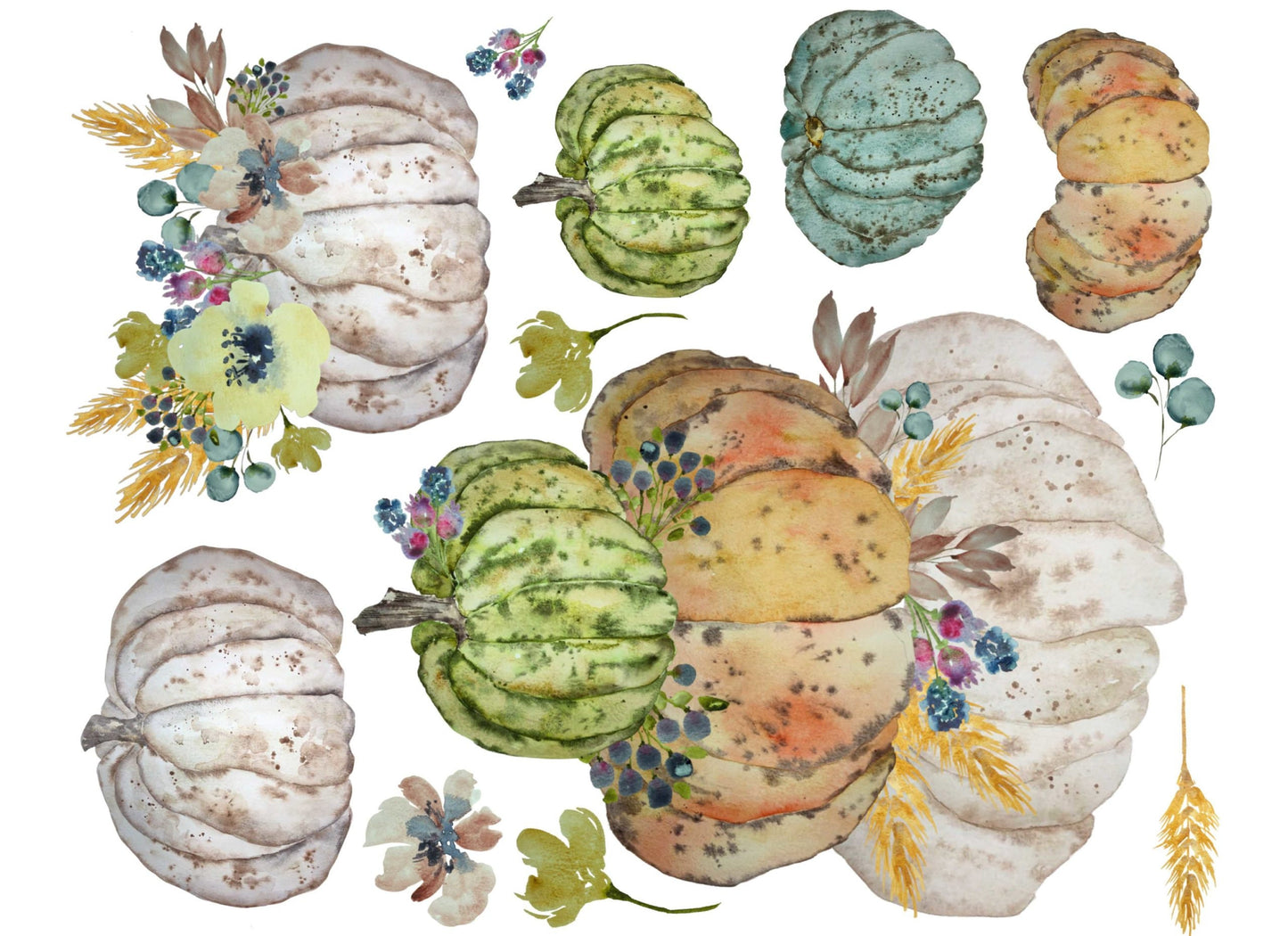 Roycycled Decoupage Paper | Stacked Heirloom Pumpkins 20" x 29" Sheet